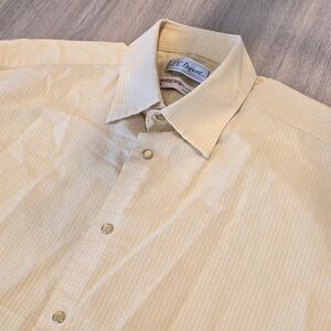 Vintage ST Dupont Classics Mens Short Sleeve‎ Button Down Shirt Yellow Large